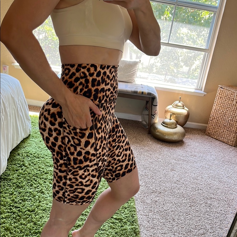Leopard Print high waisted bike shorts